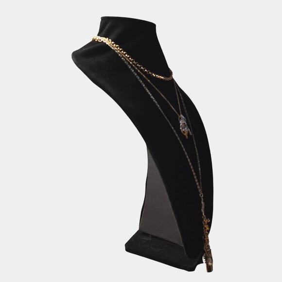 Free People Layered Necklace – Gold & Silver w/ Pearl & Stone Charms (NWT) - Picture 5 of 6